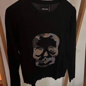 Zadig & Voltaire Black Sweater with Metallic Skull